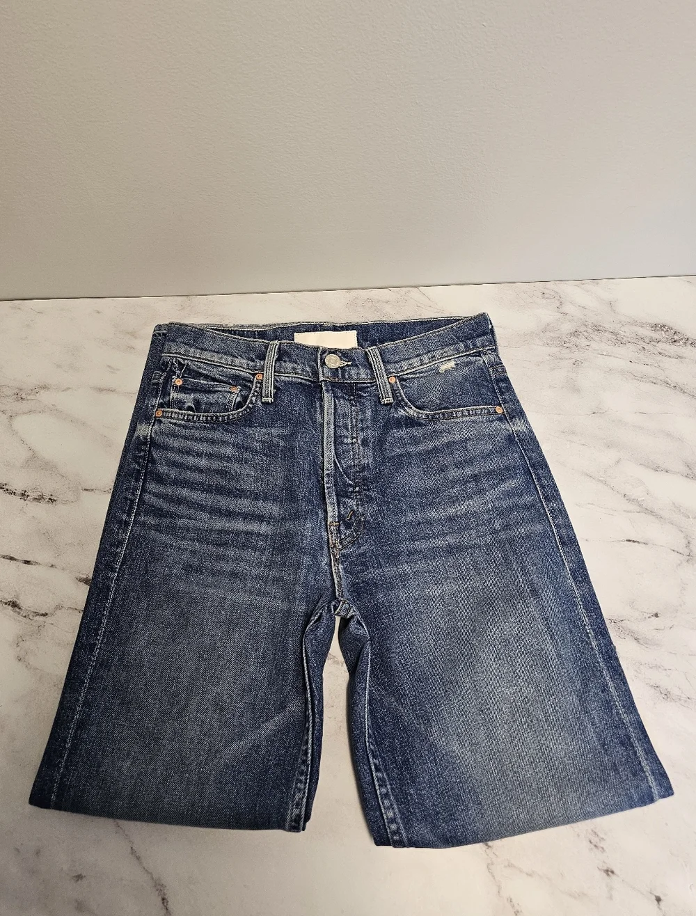 MOTHER The Tomcat‎ High Rise Striaght Leg Playing With Scissors Blue Jeans 26